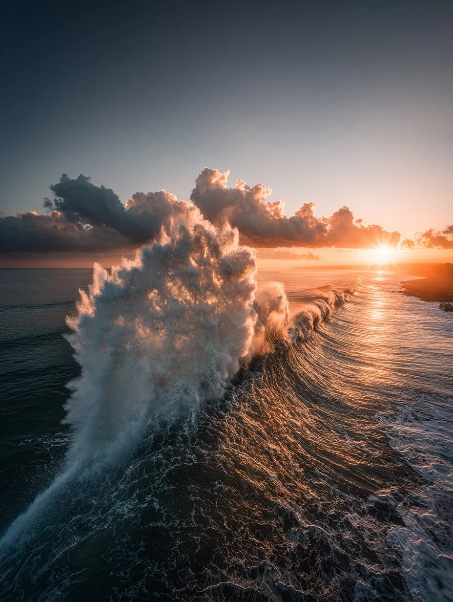 There's a strong chance this image contains the following subjects: sky,  water,  sea,  sunset,  rock,  beach. Source: https://www.instagram.com/fernlichtsicht/ Photographer_name: Chris. Title: The wild coast. Published: 2025-06-23 13:12:04