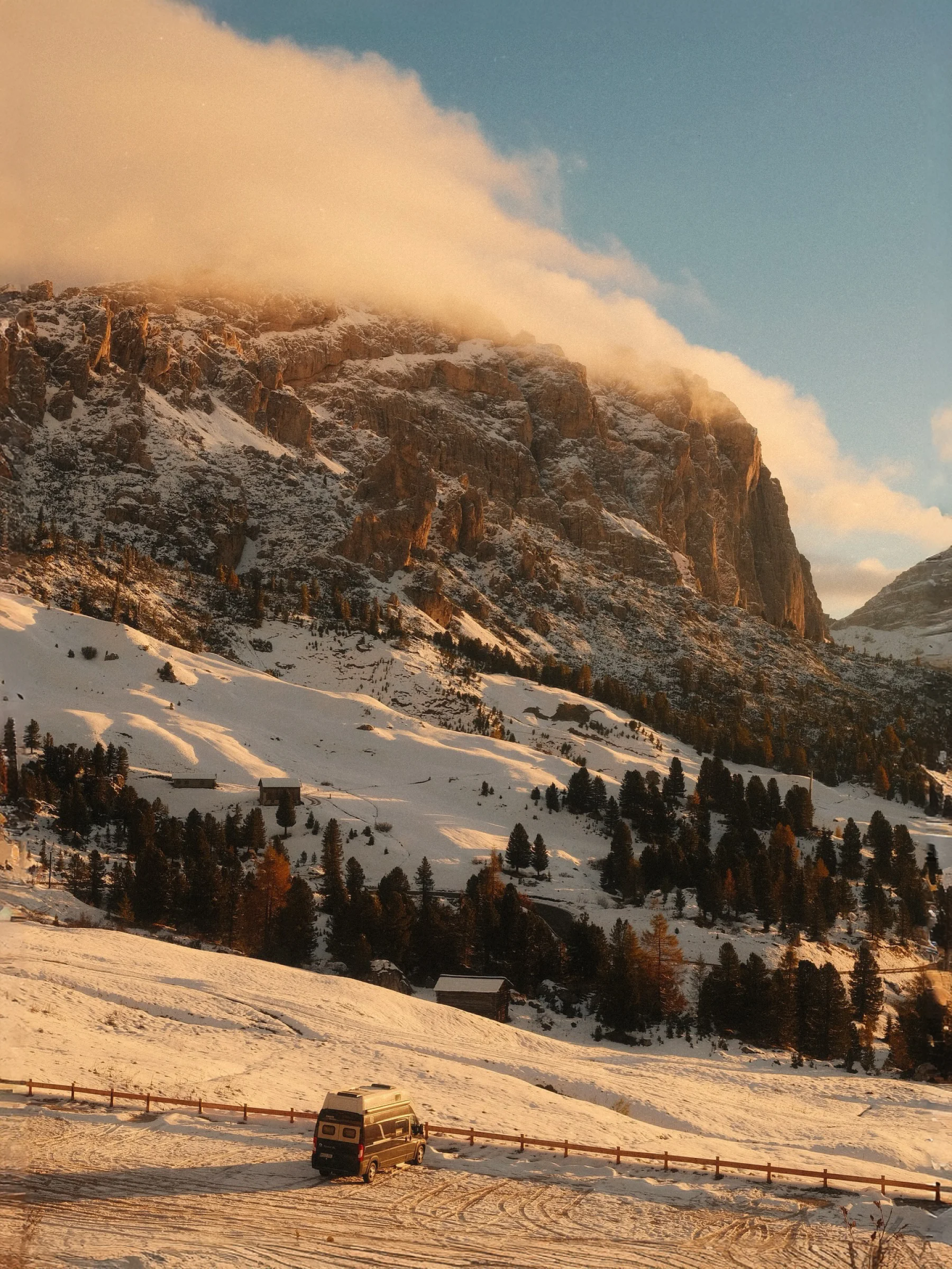There's a strong chance this image contains the following subjects: landscape,  travel,  nature,  mountain,  snow. Source: https://www.instagram.com/_eat_sleep_travel_repeat/ Photographer_name: Alexa. Title: Postcards from the Dolomites. Make: fujifilm. Published: 2025-10-12 10:21:53