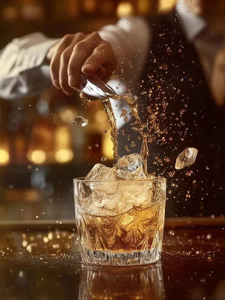 There's a strong chance this image contains the following subjects: glass,  drink,  ice. The photographer has provided the following description: It’s where splash meets drama and lighting gets to steal the show. FOTO has this to say about the photograph: The timing is perfect, the splash and falling ice make the drink look alive and full of energy, whilst the warm golden colours create a cozy, classy feeling. The lighting highlights the glass, ice, and liquid beautifully, making everything look crisp and clear. Source: https://www.instagram.com/harshasipani/ Photographer_name: Harsha Sipani. The photographer has provided the following description: It’s where splash meets drama and lighting gets to steal the show. FOTO has this to say about the photograph: The timing is perfect, the splash and falling ice make the drink look alive and full of energy, whilst the warm golden colours create a cozy, classy feeling. The lighting highlights the glass, ice, and liquid beautifully, making everything look crisp and clear. Published: 2025-06-27 13:36:49