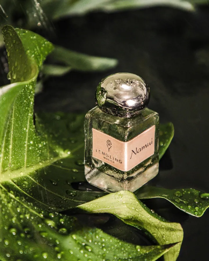 There's a strong chance this image contains the following subjects: nature,  aromatherapy,  product,  leaf. The photographer has provided the following description: Inspired by the lush greenery of the tropical forest combined with meditative stillness of the spa Source: https://www.instagram.com/lpfaehler_photography/ Photographer_name: Laura Pfaehler. Title: Lush Tropical Stillness. The photographer has provided the following description: Inspired by the lush greenery of the tropical forest combined with meditative stillness of the spa Published: 2025-06-27 14:57:42