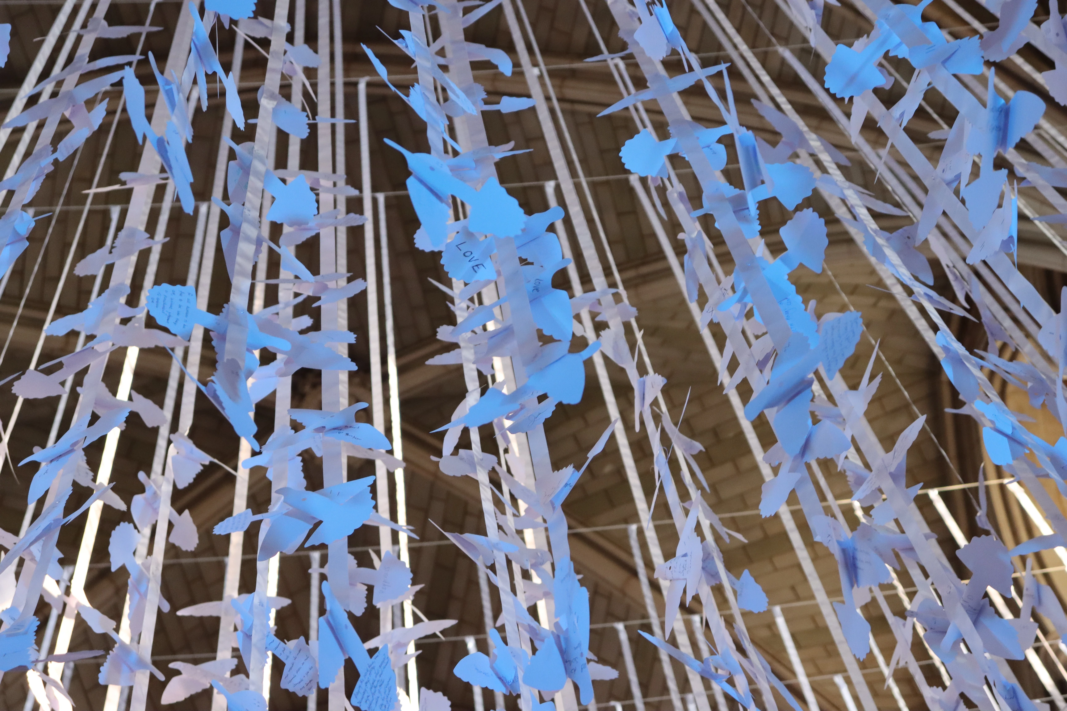 There's a strong chance this image contains the following subjects: light. The photographer has provided the following description: A new art work in the cathedral, I can't resist Photographer_name: Paul Miller. Title: Peace Doves in Southwark Cathedral. The photographer has provided the following description: A new art work in the cathedral, I can't resist Make: canon. Model: EOS 90D. Technical: EF-S18-55mm f/4-5.6 IS STM. Published: 2025-08-20 14:29:44